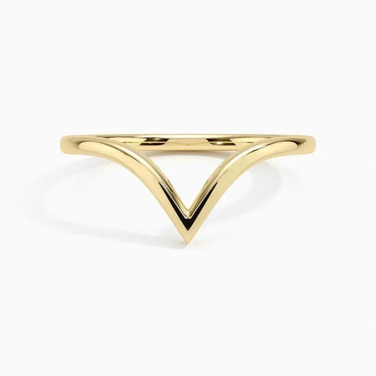 Plain Solid Gold V Shaped Wedding Band  customdiamjewel 10KT Yellow Gold 