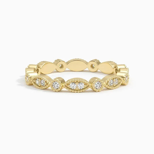 Filigree 0.30CTW Lab Grown Diamond Eternity Wedding Band  customdiamjewel 10KT Yellow Gold VVS-EF