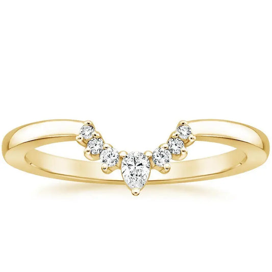 0.10 CTW Curved Lab Grown Diamond Ring  customdiamjewel 10KT Yellow Gold VVS-EF