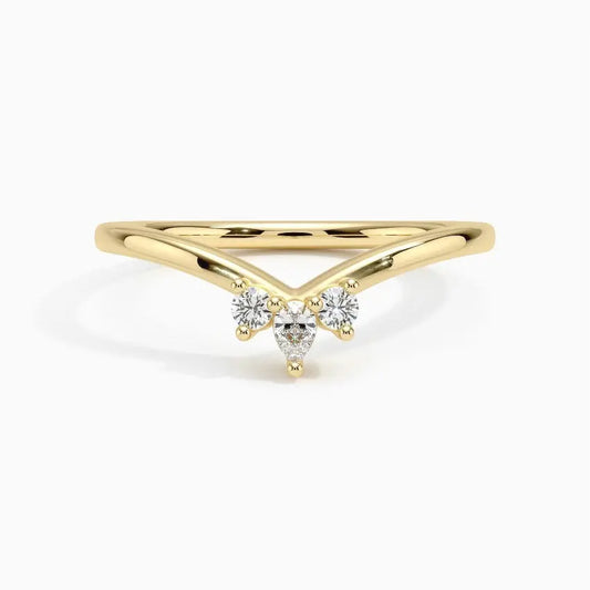 0.05CTW Lab Grown Diamond Three Stone Ring  customdiamjewel 10KT Yellow Gold VVS-EF