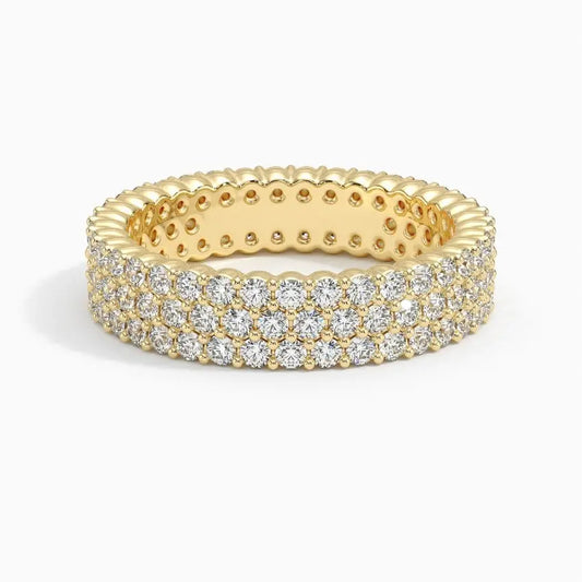 Three Lined 1.50CTE Lab Grown Eternity Wedding Band  customdiamjewel 10KT Yellow Gold VVS-EF