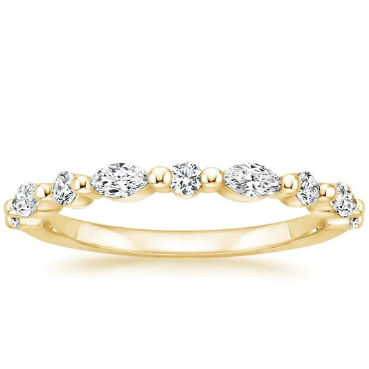 1.00CTW Marquise Lab Grown Diamond Wedding Band  customdiamjewel 10KT Yellow Gold VVS-EF