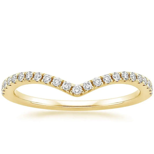 0.20CTW Lab Grown Diamond Chevron Wedding Band  customdiamjewel 10KT Yellow Gold VVS-EF