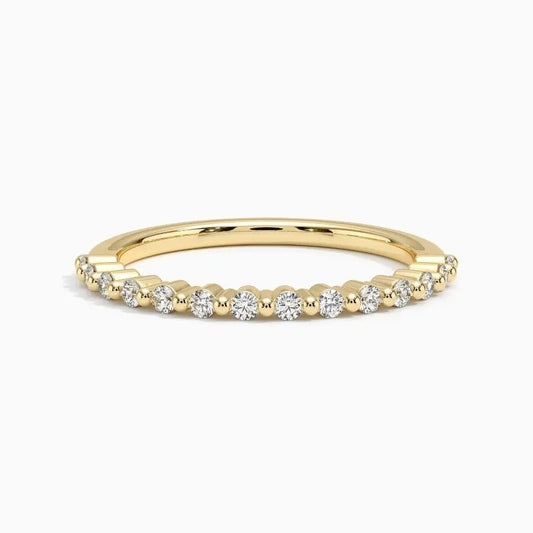 0.19CTW Round Lab Grown Diamond Bubble Prong Band  customdiamjewel 10KT Yellow Gold VVS-EF