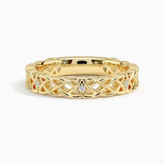 Celtic Knot 0.04 CTW Lab Grown Diamond Band  customdiamjewel 10KT Yellow Gold VVS-EF