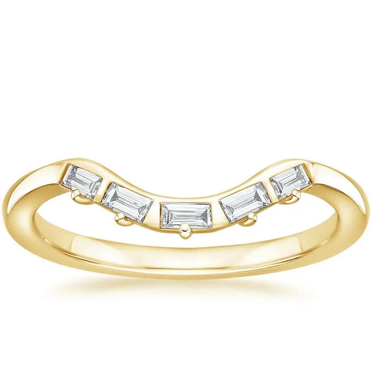 Curved Baguette 0.18CTW Lab Grown Diamond Band  customdiamjewel 10KT Yellow Gold VVS-EF