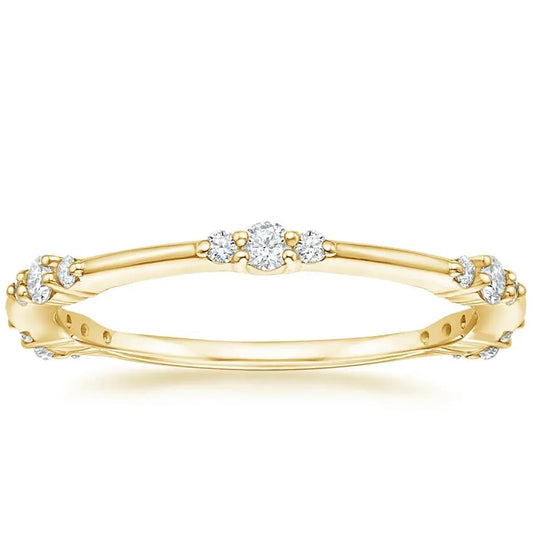0.20CTW Minimalist Stackable Lab Grown Diamond Band  customdiamjewel 10KT Yellow Gold VVS-EF