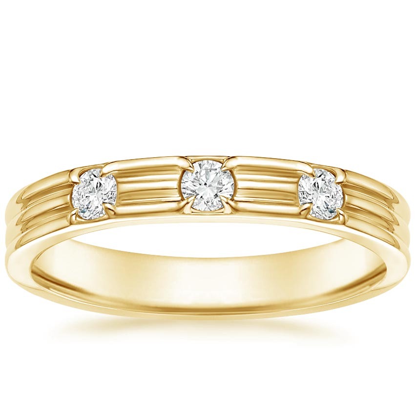 0.17CTW Round Cut Three Stone Lab Grown Diamond Wedding Band  customdiamjewel 10KT Yellow Gold VVS-EF