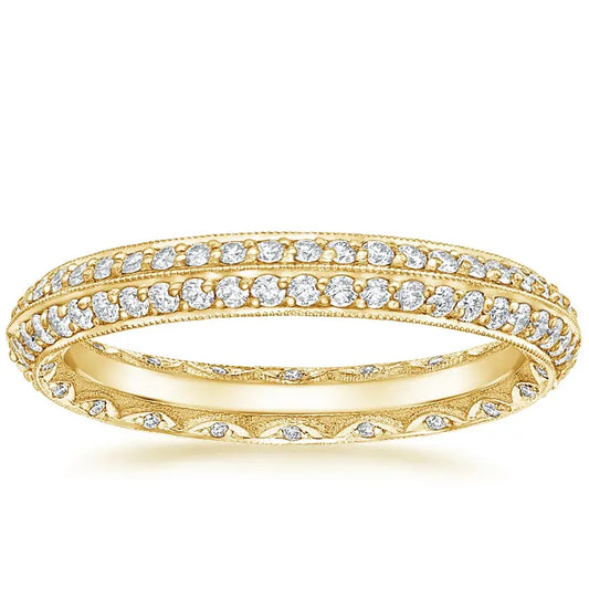 0.66CTW Round Cut Lab Grown Diamond Wedding Band  customdiamjewel 10KT Yellow Gold VVS-EF