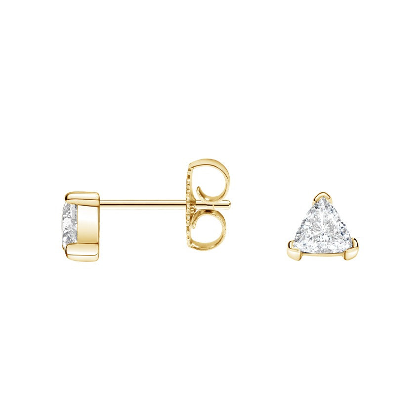 0.50 CTW Trillion Cut Diamond Stud Earrings  customdiamjewel 10KT Yellow Gold VVS-EF
