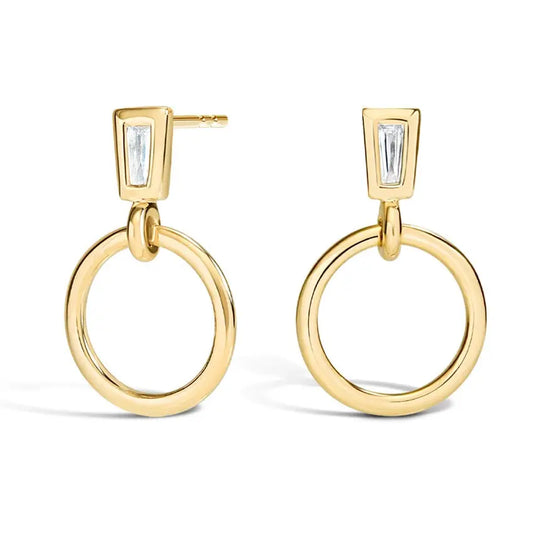 0.50CTW Baguette Hoop Dangle Diamond Earrings  customdiamjewel 10KT Yellow Gold VVS-EF