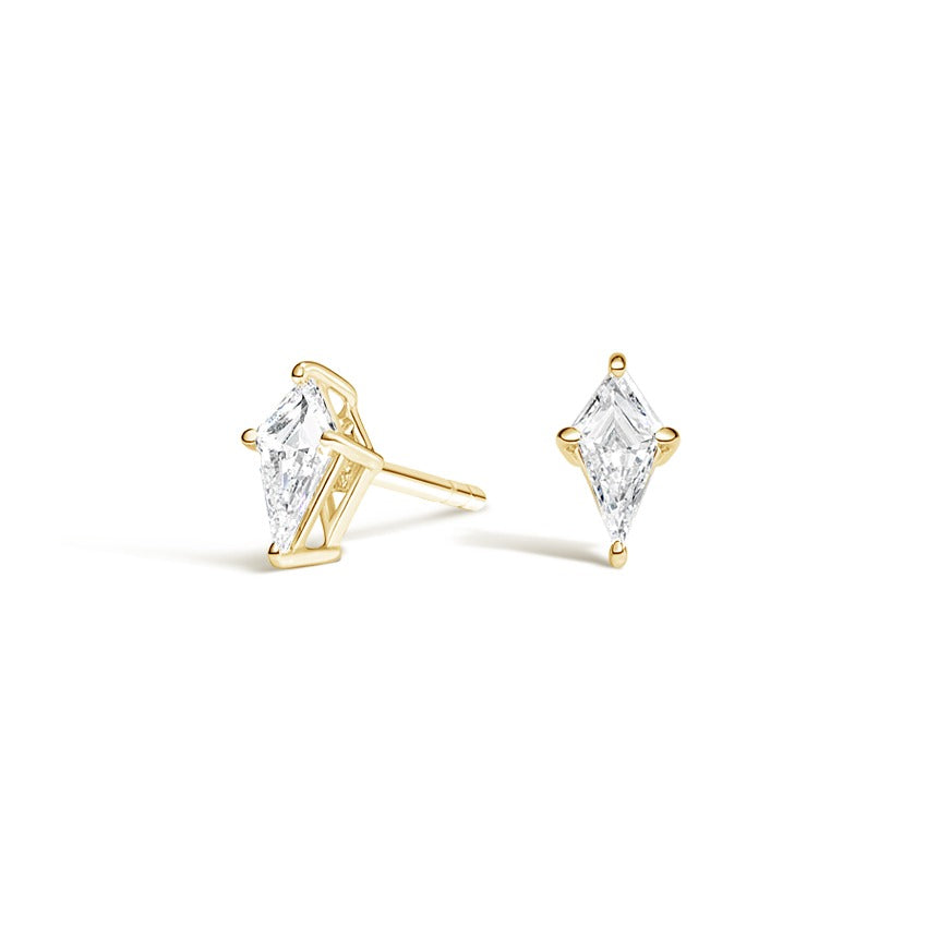 1.20CTW Lozenge Cut Diamond Stud Earrings  customdiamjewel 10KT Yellow Gold VVS-EF