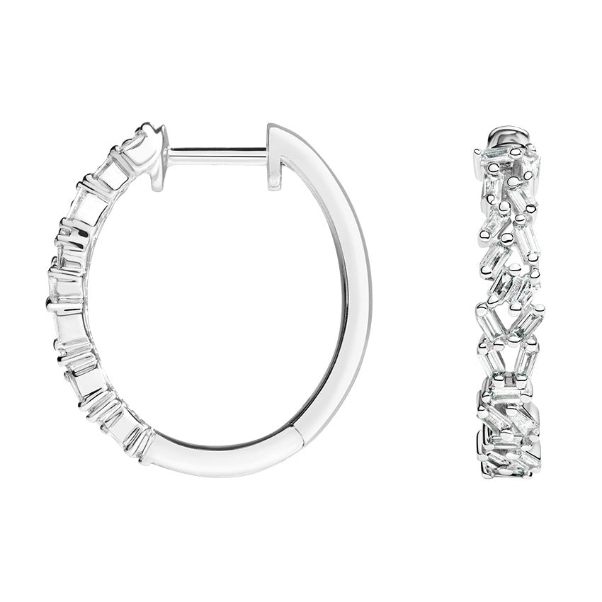 2.50CTW Cluster Baguette Diamond Hoop Earrings  customdiamjewel   
