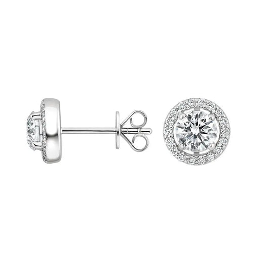 1.25 CTW Halo Diamond Stud Earring  customdiamjewel 10KT White Gold VVS-EF