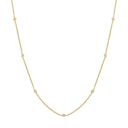 Simple 0.05CT Diamond Necklace  customdiamjewel 10KT Yellow Gold VVS-EF