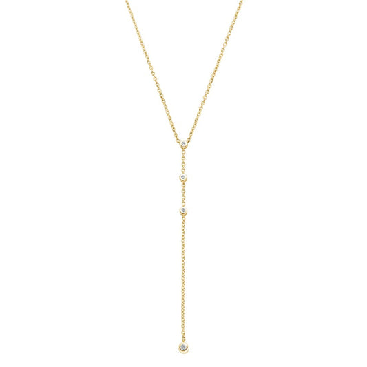 0.10CTW Four Bezel Set Diamond Necklace  customdiamjewel 10KT Yellow Gold VVS-EF