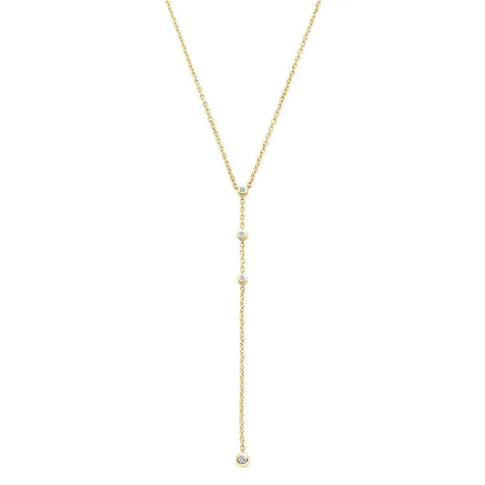 0.10CTW Four Bezel Set Diamond Necklace  customdiamjewel 10KT Yellow Gold VVS-EF