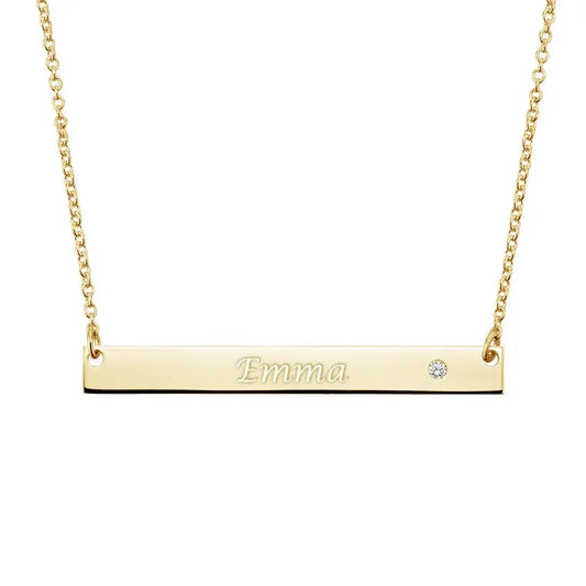 Unique 0.01CT Horizontal Bar Diamond Pendant  customdiamjewel 10KT Yellow Gold VVS-EF