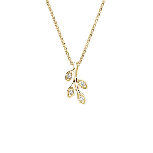 0.05CTW Leaf Shape Diamond Necklace  customdiamjewel 10KT Yellow Gold VVS-EF