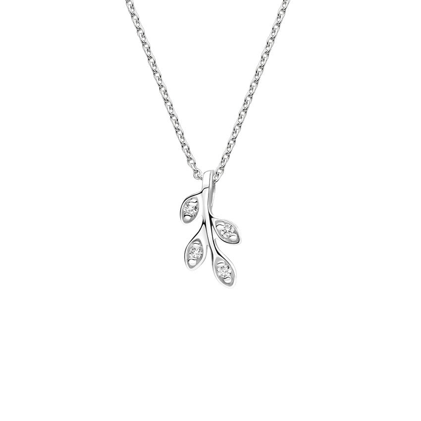 0.05CTW Leaf Shape Diamond Necklace  customdiamjewel 10KT White Gold VVS-EF