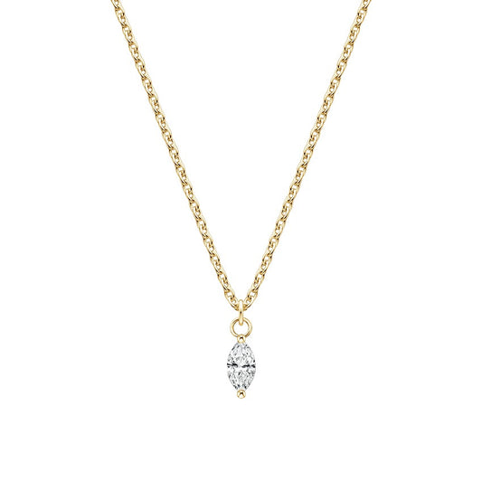 0.16CTW Marquise Diamond Necklace For Her  customdiamjewel 10K Yellow Gold VVS-EF