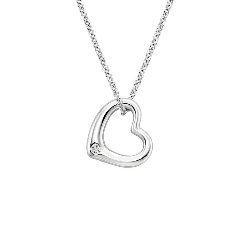 0.03CT Heart Diamond Necklace  customdiamjewel 10KT White Gold VVS-EF