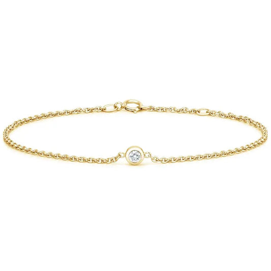 0.10CT Round Cut Bezel Set Solitaire Diamond Bracelet  customdiamjewel 10KT Yellow Gold VVS-EF