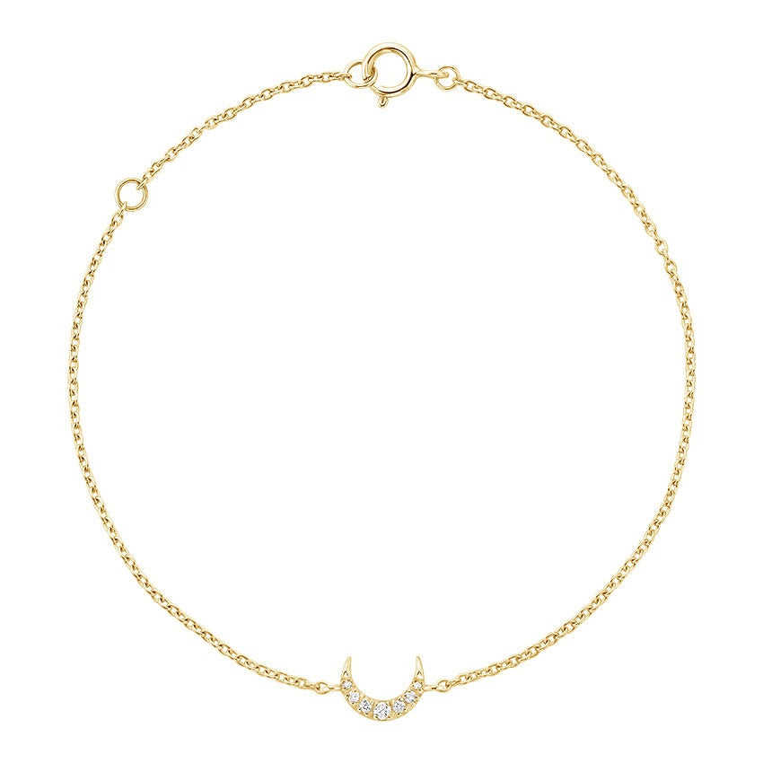 0.07CTW Diamond Half Moon Chain Bracelet  customdiamjewel 10KT Yellow Gold VVS-EF