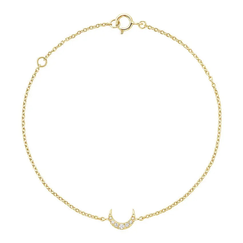 0.07CTW Diamond Half Moon Chain Bracelet  customdiamjewel 10KT Yellow Gold VVS-EF