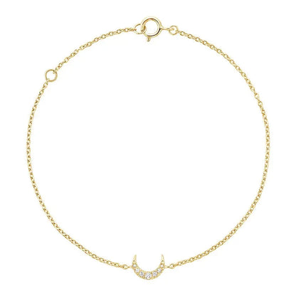 0.07CTW Diamond Half Moon Chain Bracelet  customdiamjewel 10KT Yellow Gold VVS-EF