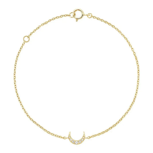0.07CTW Diamond Half Moon Chain Bracelet  customdiamjewel 10KT Yellow Gold VVS-EF