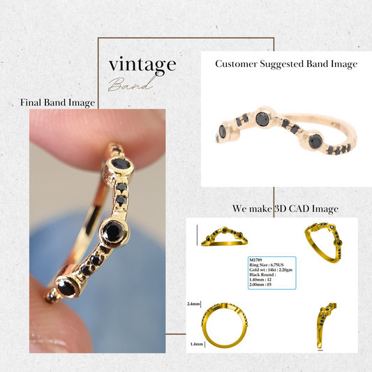 Small Round Cut Black Stone Wedding Band 10k Yellow Gold  customdiamjewel   