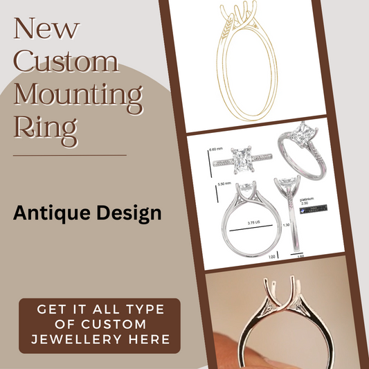 Mounting Radiant Cut Solitaire Moissanite Engagement Ring  customdiamjewel   