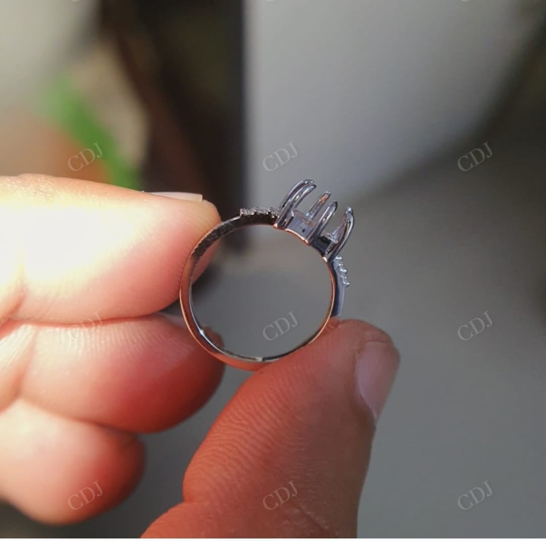 2.10CT Hexagon Salt and pepper Semi Mounting Ring  customdiamjewel   