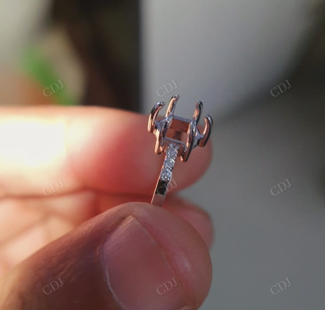 2.10CT Hexagon Salt and pepper Semi Mounting Ring  customdiamjewel   