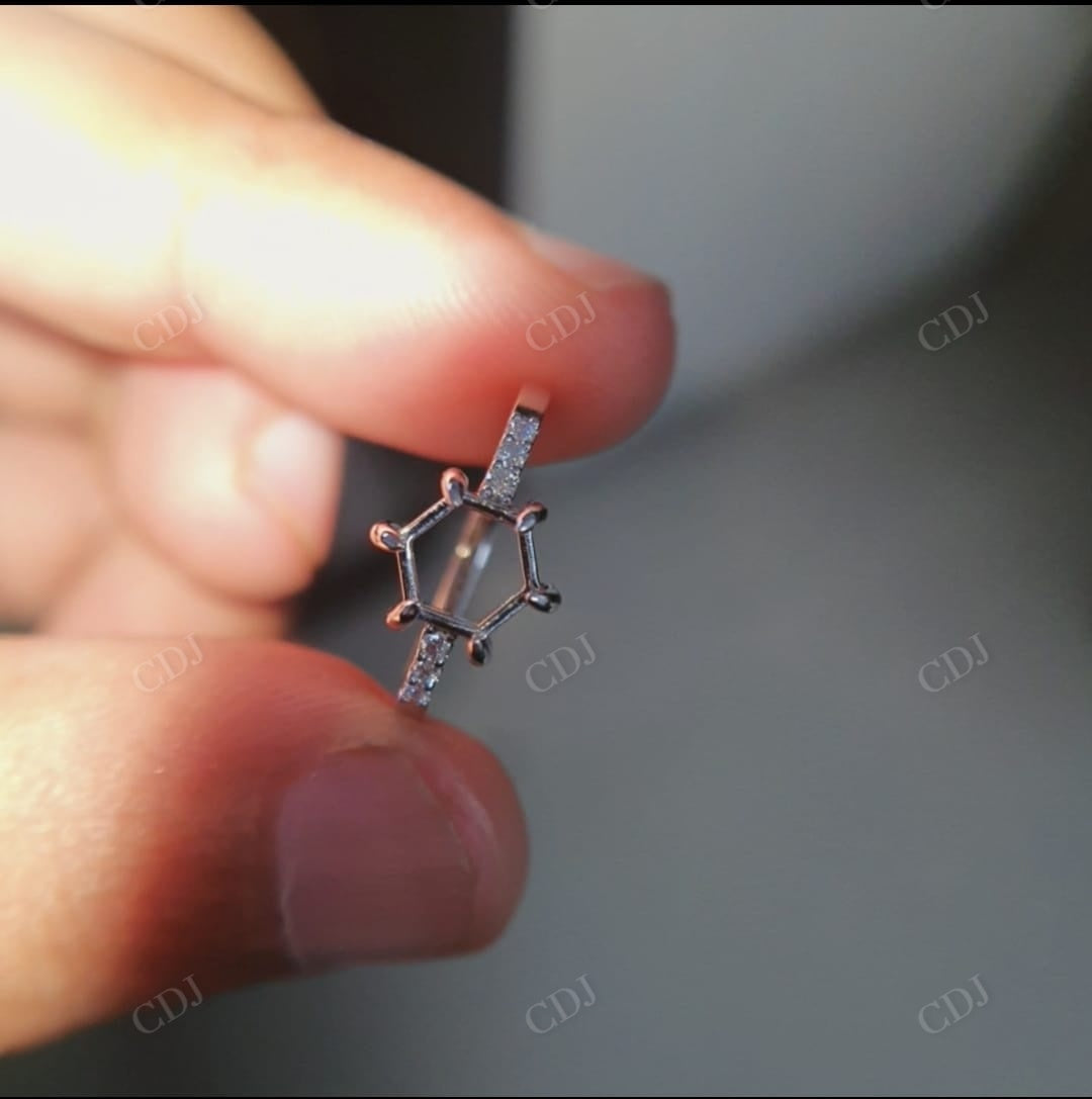 2.10CT Hexagon Salt and pepper Semi Mounting Ring  customdiamjewel   