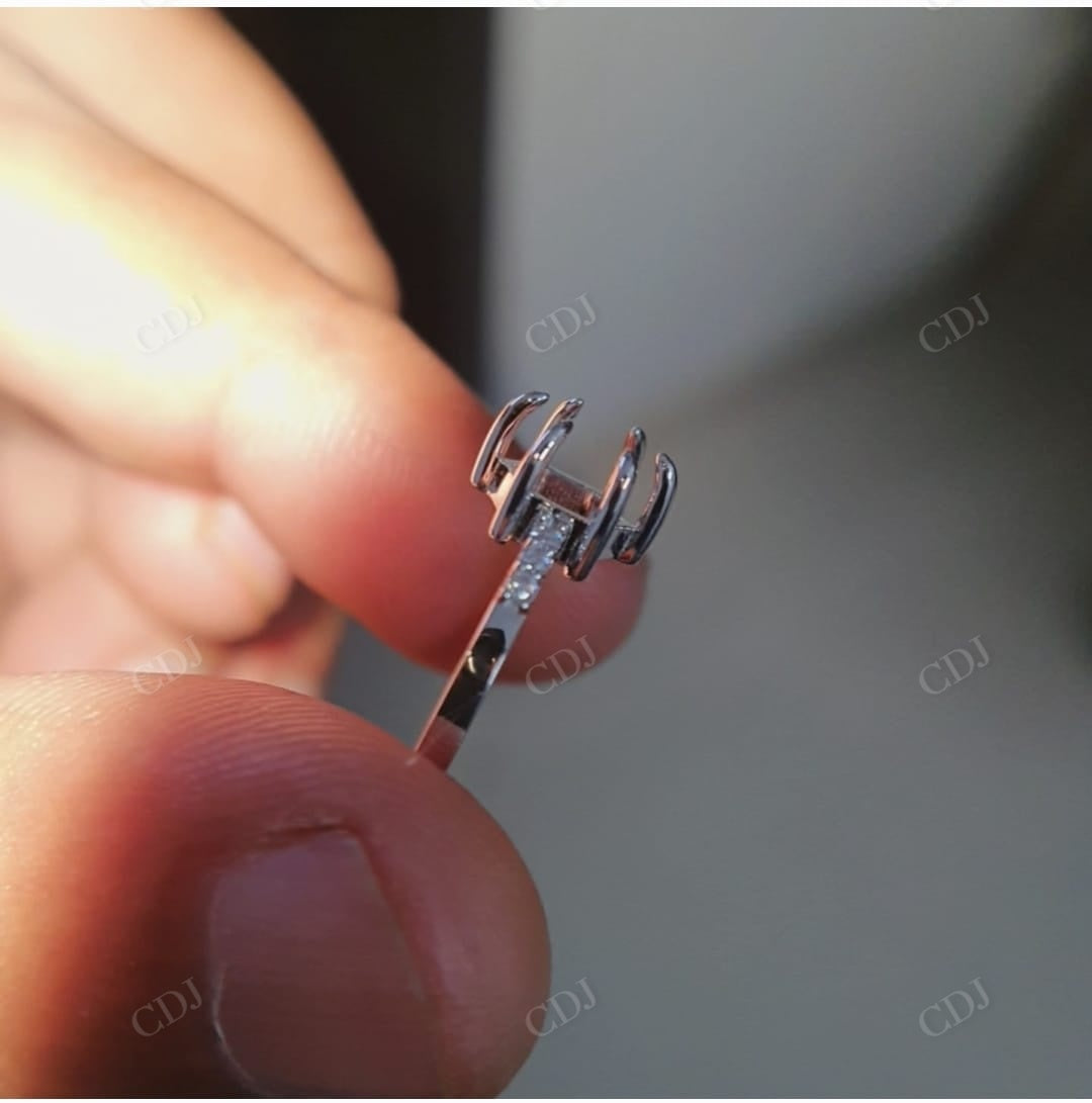 2.10CT Hexagon Salt and pepper Semi Mounting Ring  customdiamjewel   