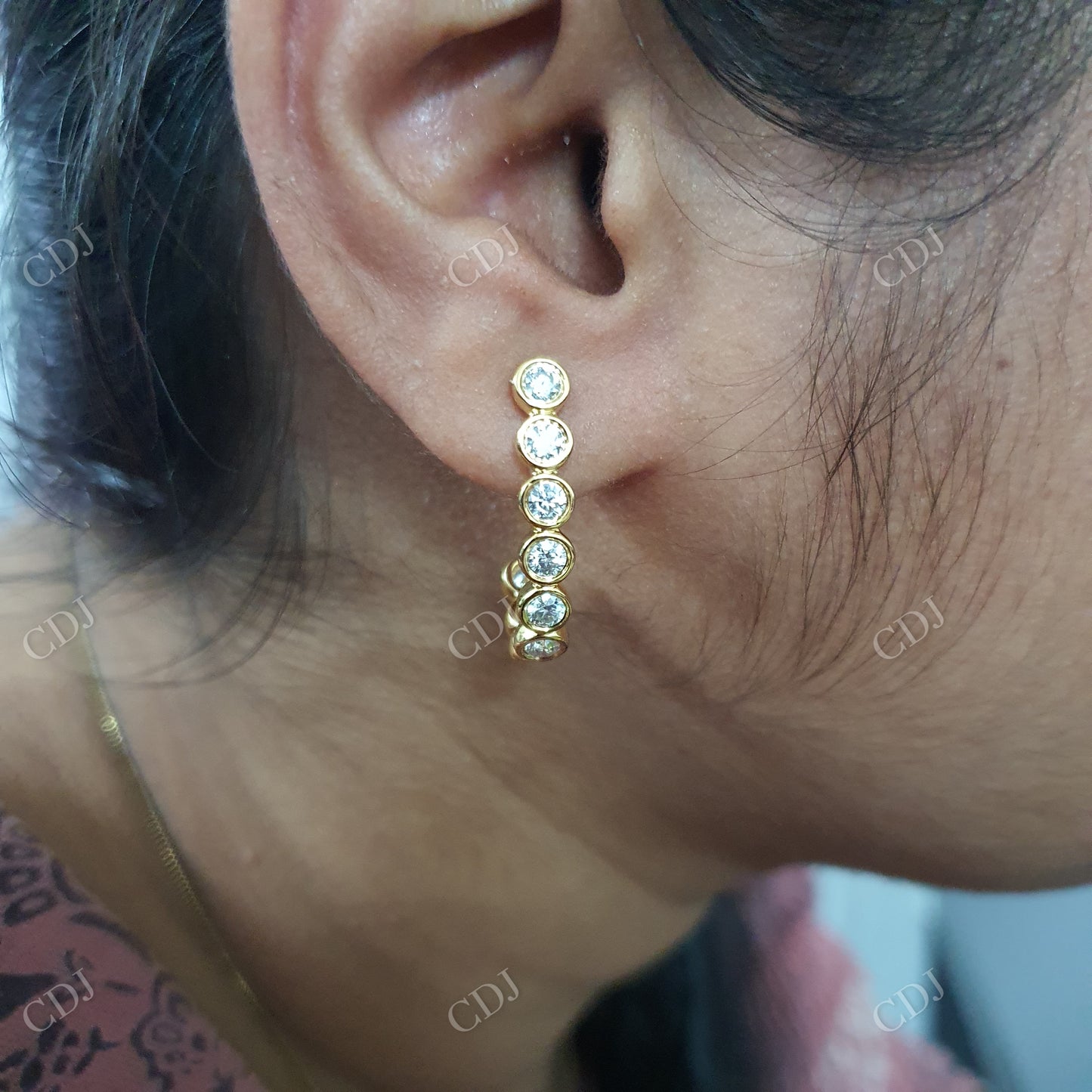 3mm Round Brilliant Cut Moissanite Half Hoop Earrings  customdiamjewel   