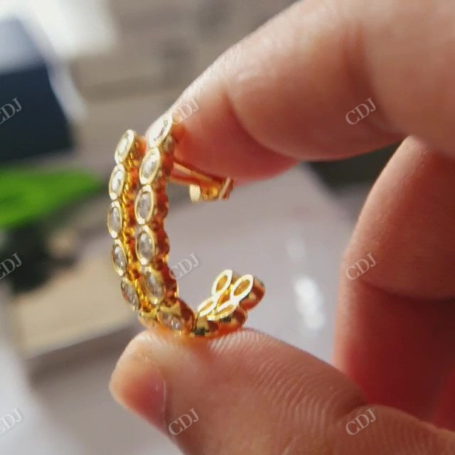 3mm Round Brilliant Cut Moissanite Half Hoop Earrings  customdiamjewel   