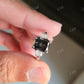 Elongated Cushion Cut Salt and pepper Moissanite side Half moon Colorless Moissanite Ring  customdiamjewel   