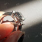Elongated Cushion Cut Salt and pepper Moissanite side Half moon Colorless Moissanite Ring  customdiamjewel   