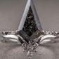 Darker Kite Cut salt and pepper Moissanite Bridal Ring Set  customdiamjewel   