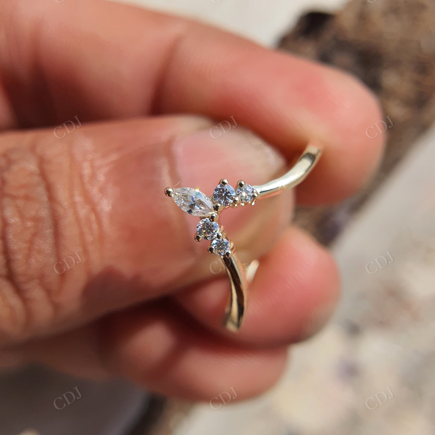 Darker Kite Cut salt and pepper Moissanite Bridal Ring Set  customdiamjewel   