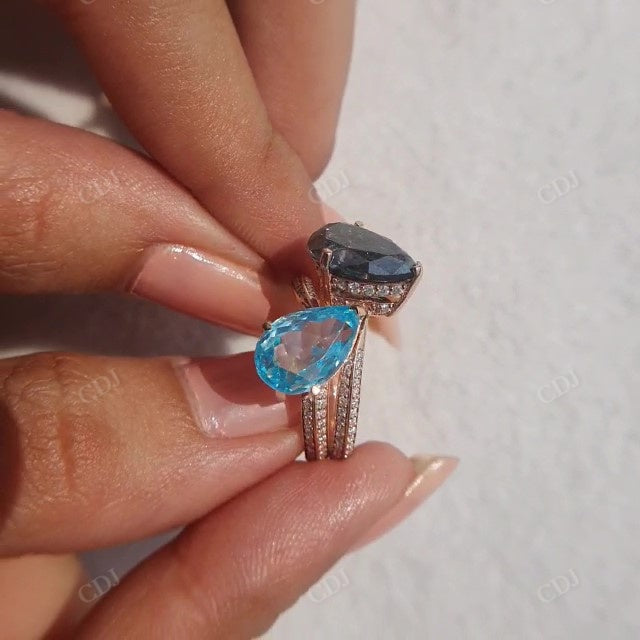 Aquamarine and Salt and Pepper Diamond Megan fox’s Engagement Ring  customdiamjewel   