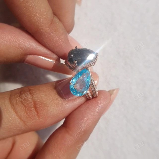 Aquamarine and Salt and Pepper Diamond Megan fox’s Engagement Ring  customdiamjewel   