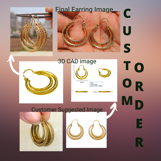 Custom Made Double Hoop Gold Earring  customdiamjewel   