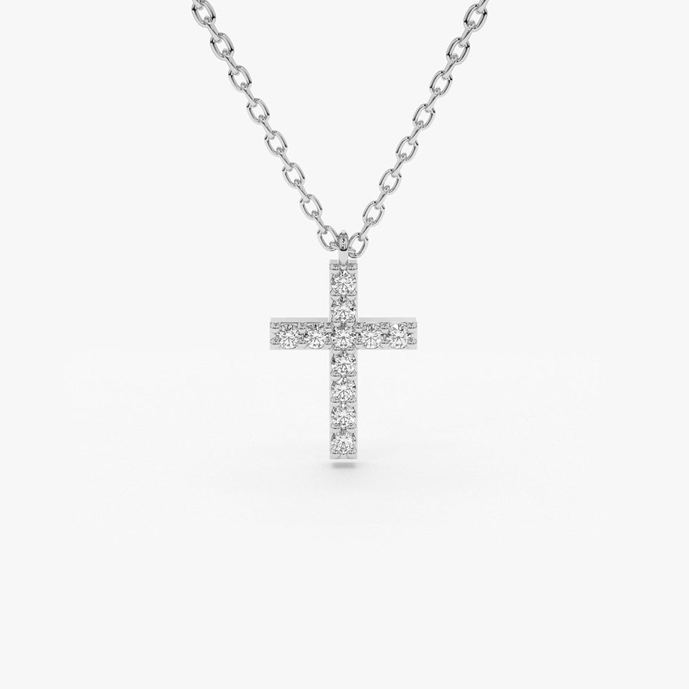 0.11CTW Micro Pave Diamond Cross Necklace