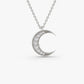 0.12CTW Mini Crescent Moon Diamond Necklace  customdiamjewel 10KT White Gold VVS-EF