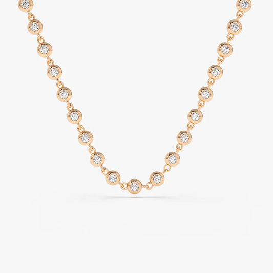 1.65CTW Bezel Setting Diamond Tennis Necklace  customdiamjewel 10KT Rose Gold VVS-EF
