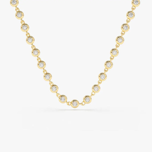 1.65CTW Bezel Setting Diamond Tennis Necklace  customdiamjewel 10KT Yellow Gold VVS-EF